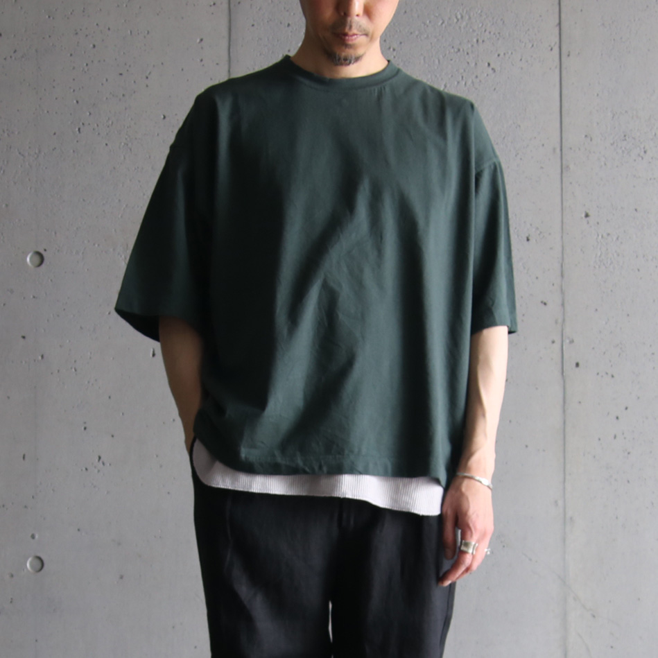 alvana (アルヴァナ) ACS-C008 [ OVERSIZE  TEE SHIRTS ] ライトオンス天竺 オーバーサイズ クルーネック TEE シャツ (GREEN)