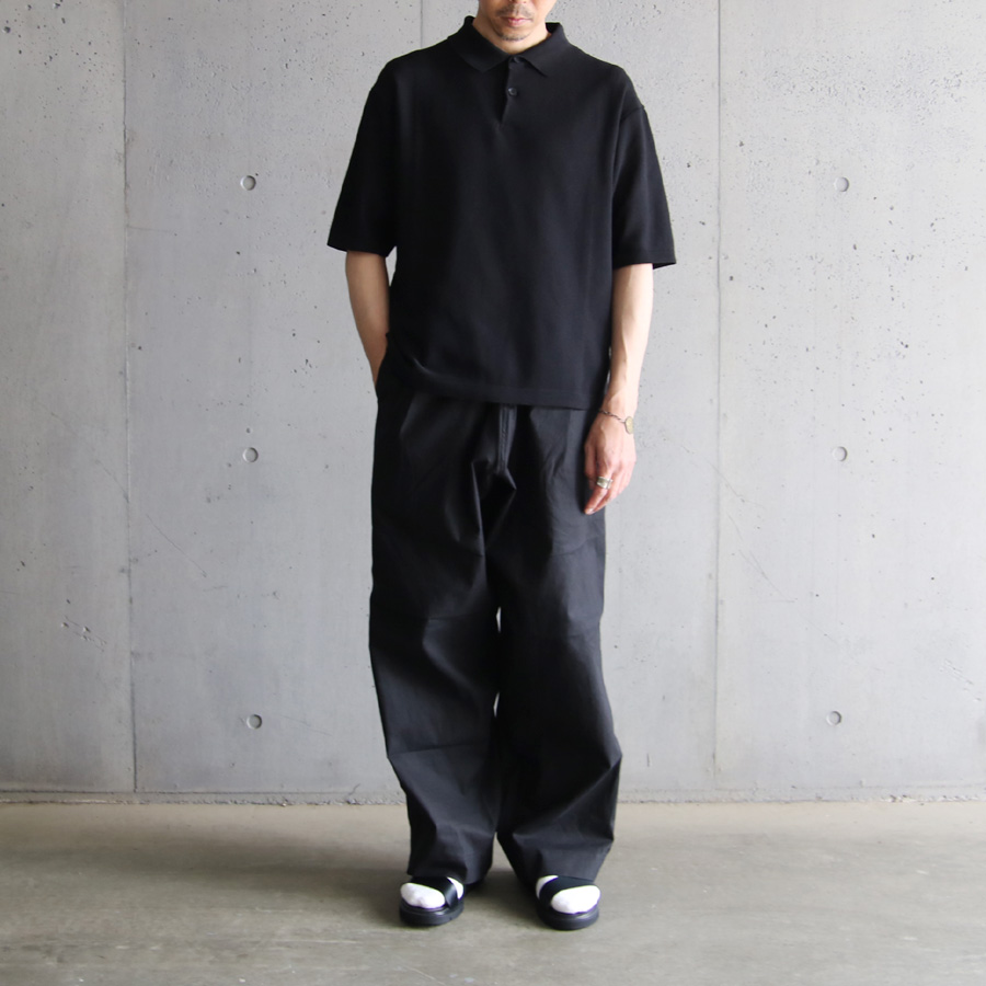 alvana (アルヴァナ) ACS-K001 [ LUSTER 16/ POLO S/S KNIT ] 鹿の子ニットポロシャツ (BLACK)