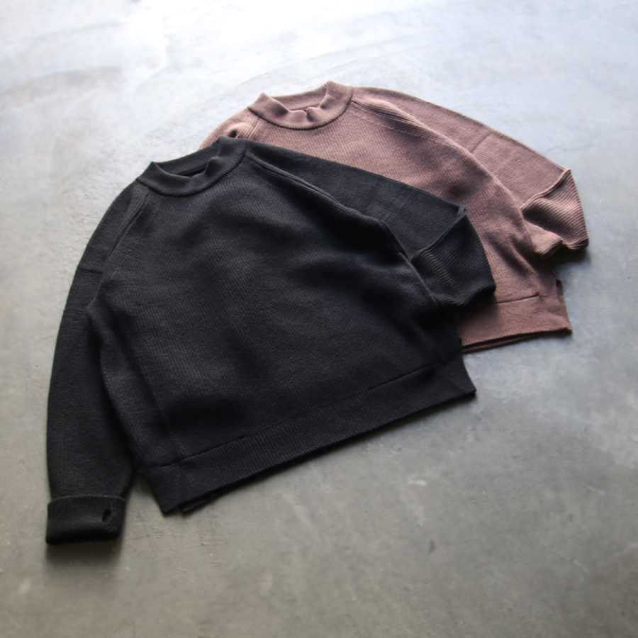 CURLY / CURLY& Co. (カーリー) 223-35101 [ AZTEC CN SWEATER ] ウールブレンドニット クルーネックプルオーバーセーター (BLACK)