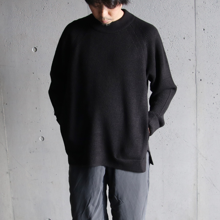 CURLY / CURLY& Co. (カーリー) 223-35101 [ AZTEC CN SWEATER ] ウールブレンドニット クルーネックプルオーバーセーター (BLACK)