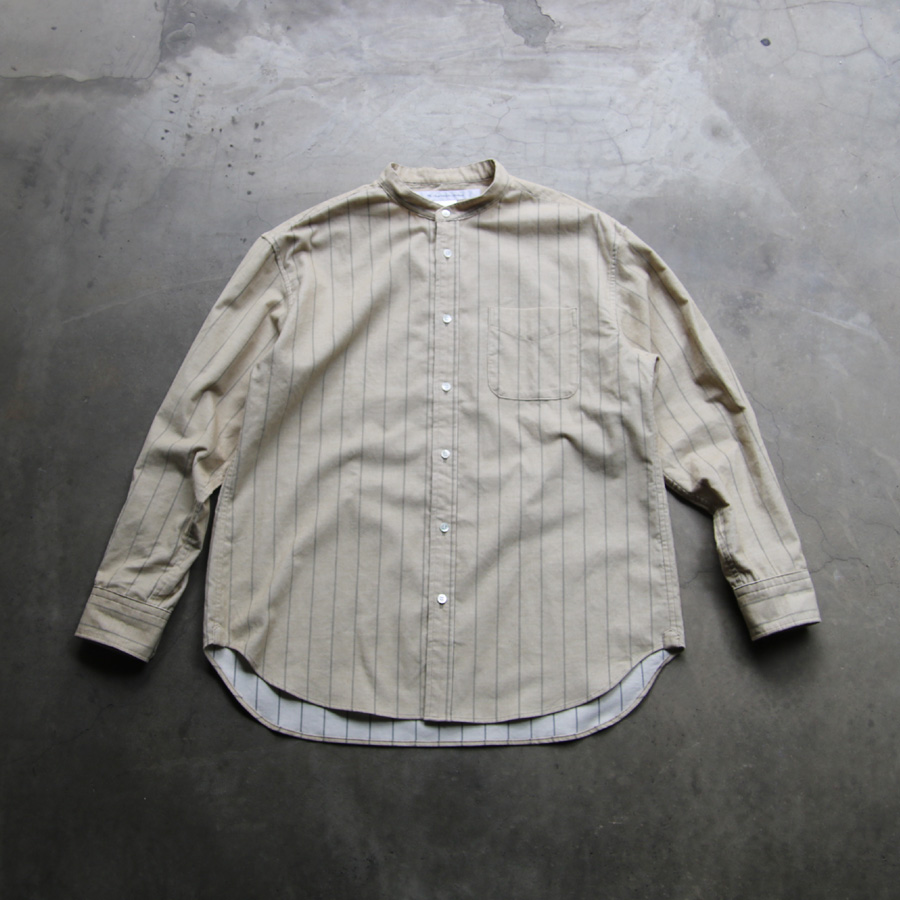 EEL PRODUCTS (イール プロダクツ) E-23465A / E-23465B  [Atelier Shirts / アトリエシャツ] スタンドカラーシャツ (BLACK CHECK)  (BEIGE STRIPE)