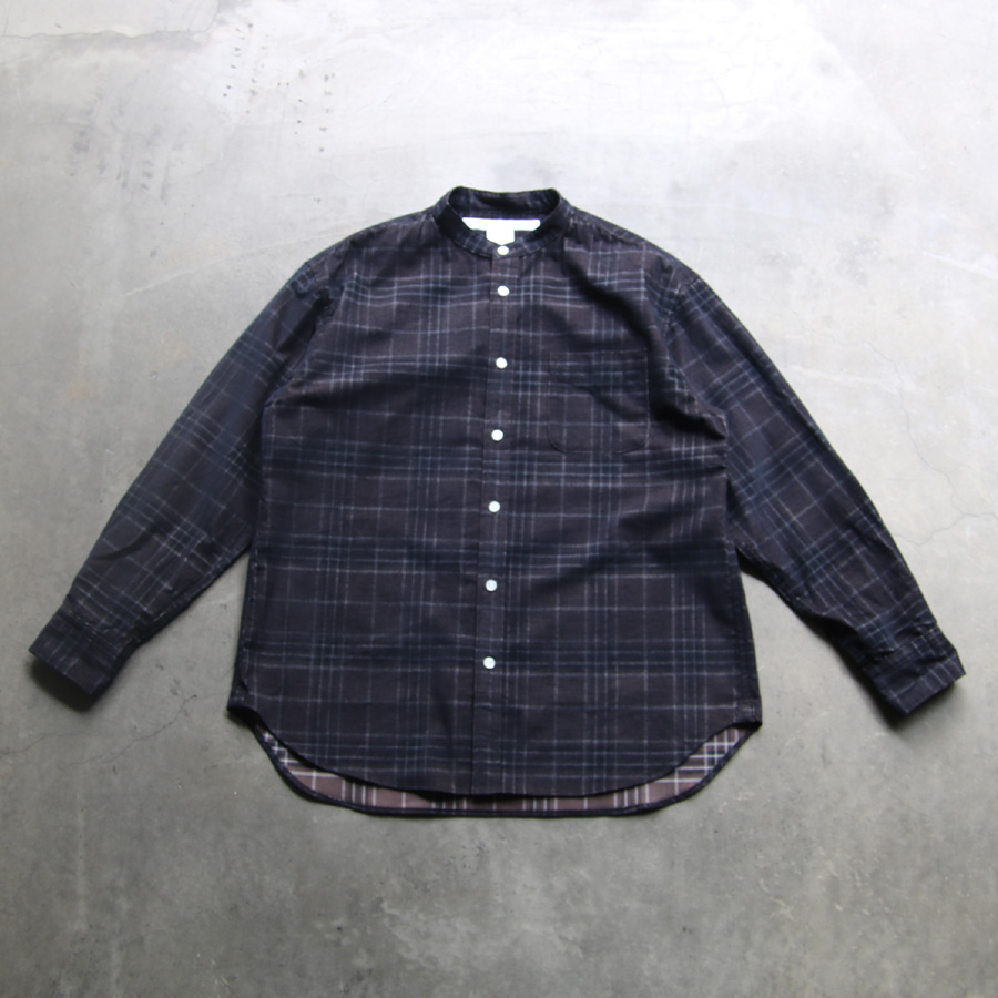 EEL PRODUCTS (イール プロダクツ) E-23465A / E-23465B  [Atelier Shirts / アトリエシャツ] スタンドカラーシャツ (BLACK CHECK)  (BEIGE STRIPE)