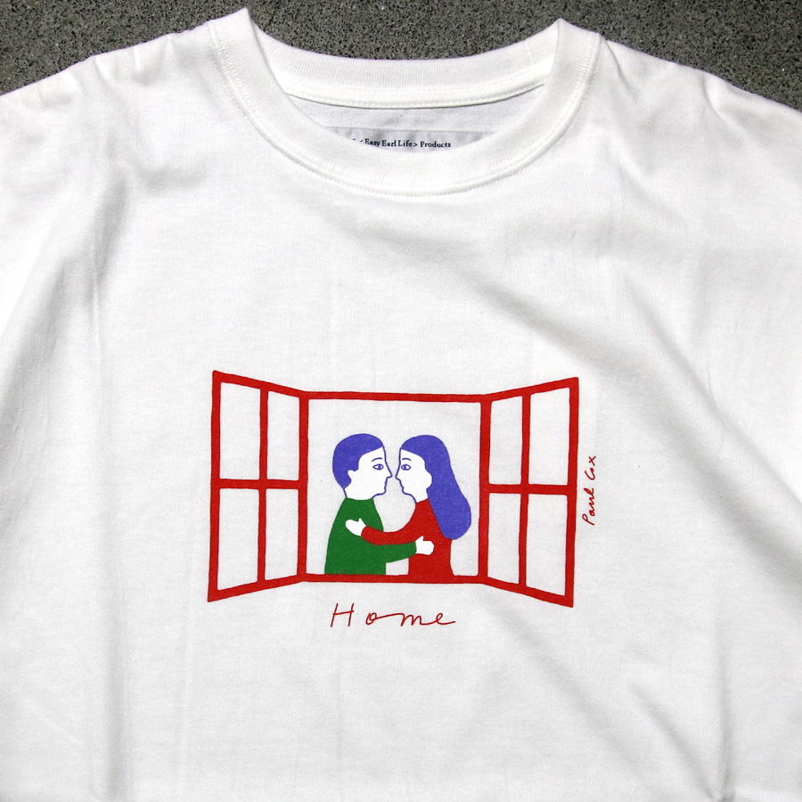 EEL PRODUCTS (イール プロダクツ) E-24525 [OFRANCE×Paul Cox] E-24526 [HOME×Paul Cox] E-24527 [LIFE×Paul Cox] クルーネックプリントTシャツ (WHITE)