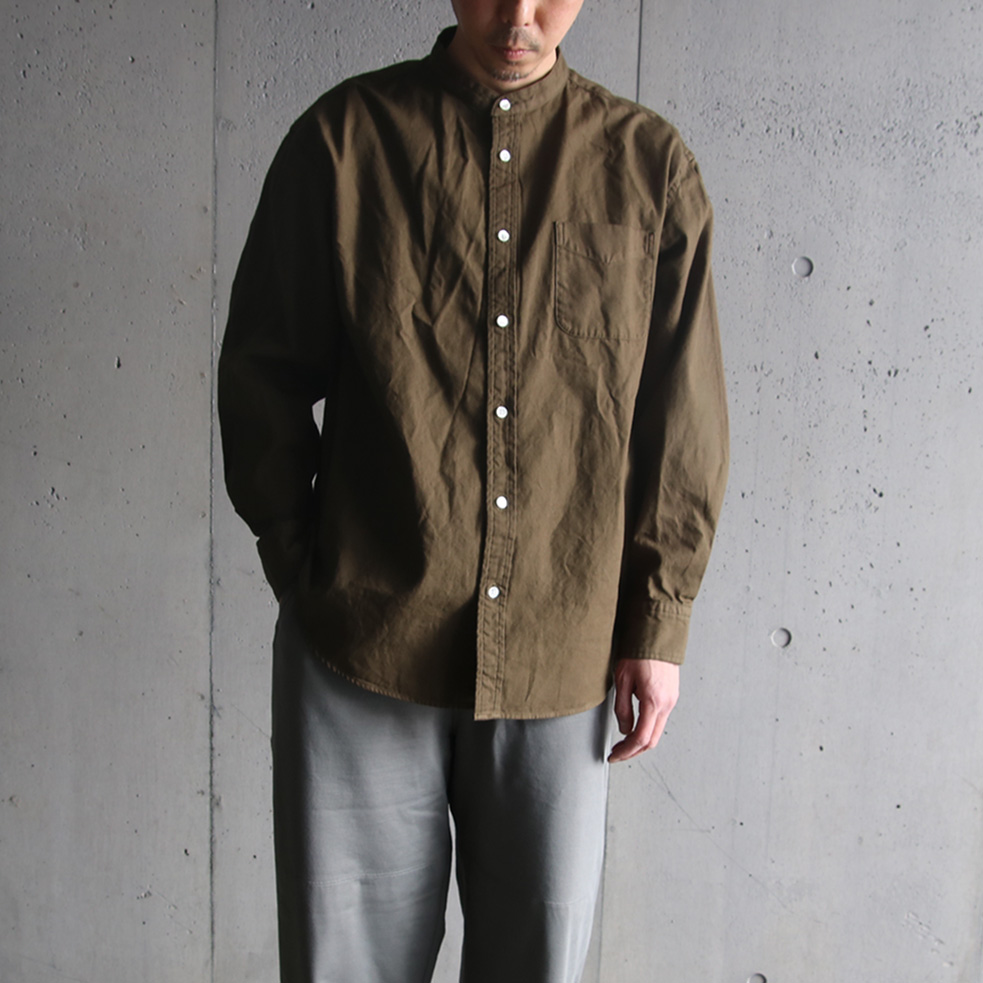 EEL PRODUCTS (イール プロダクツ) E-23407 [Atelier Shirts / アトリエシャツ] スタンドカラーシャツ (OLIVE)