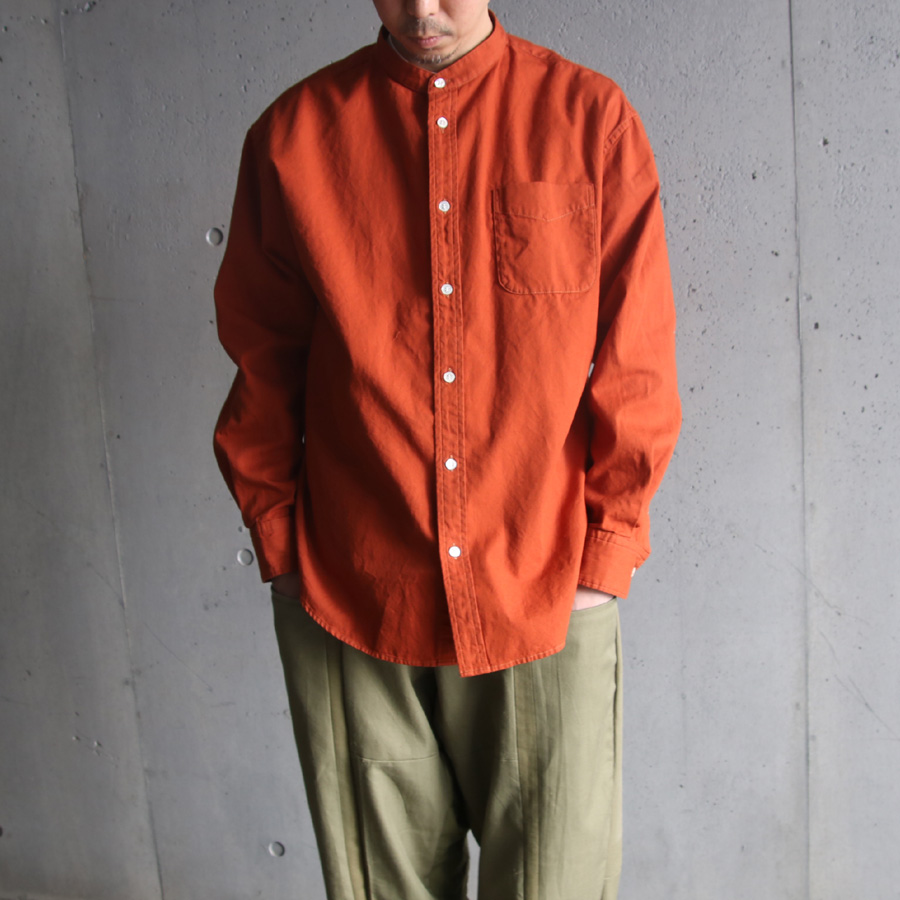 EEL PRODUCTS (イール プロダクツ) E-23407 [Atelier Shirts / アトリエシャツ] スタンドカラーシャツ (TERRACOTTA)