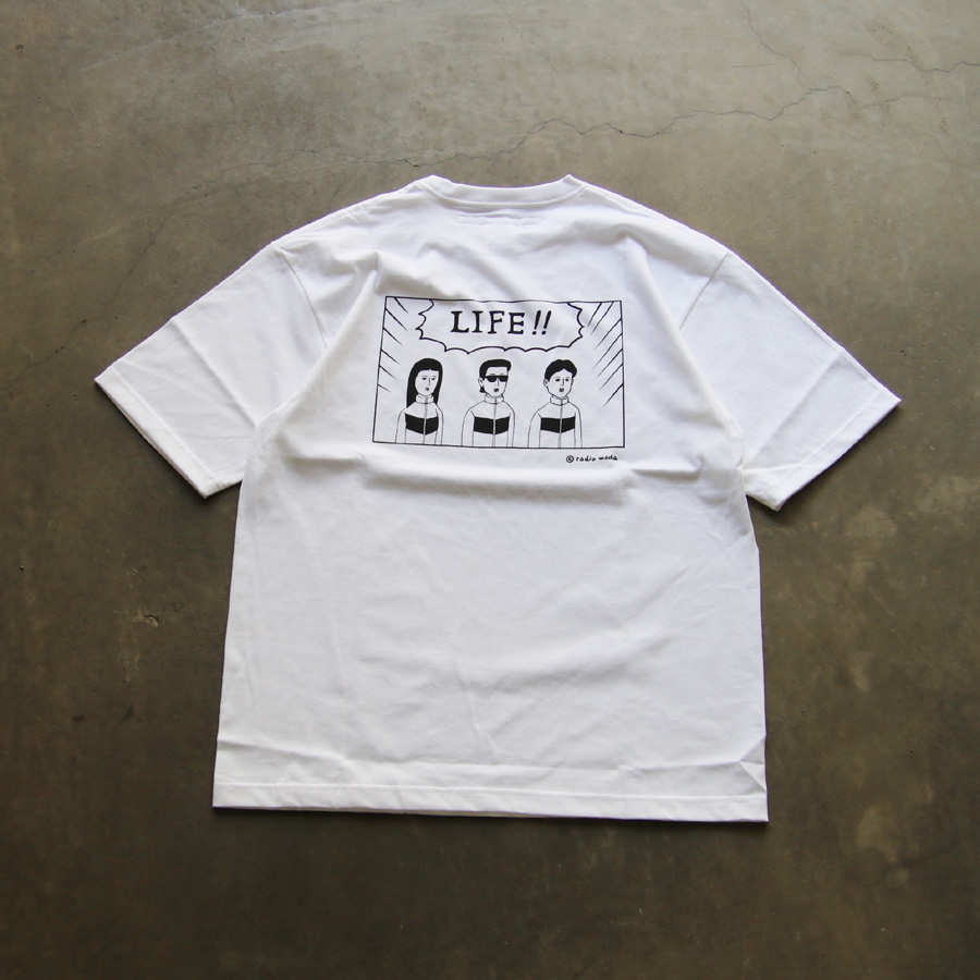 EEL PRODUCTS (イール プロダクツ) E-20507A [LIFE×和田ラヂヲ] クルーネックバックプリントTシャツ (WHITE)