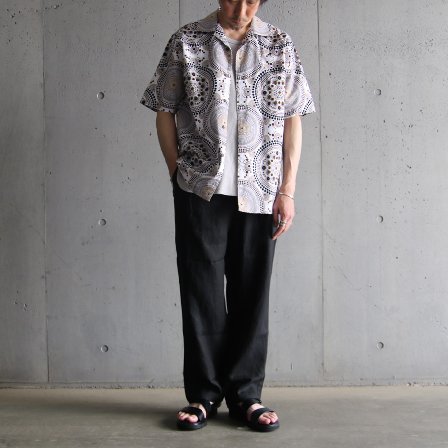 Kanga (カンガ) SHORT SLEEVE SHIRT / KA017 / アフリカンバティック S/S オープンカラー シャツ (WHITE)