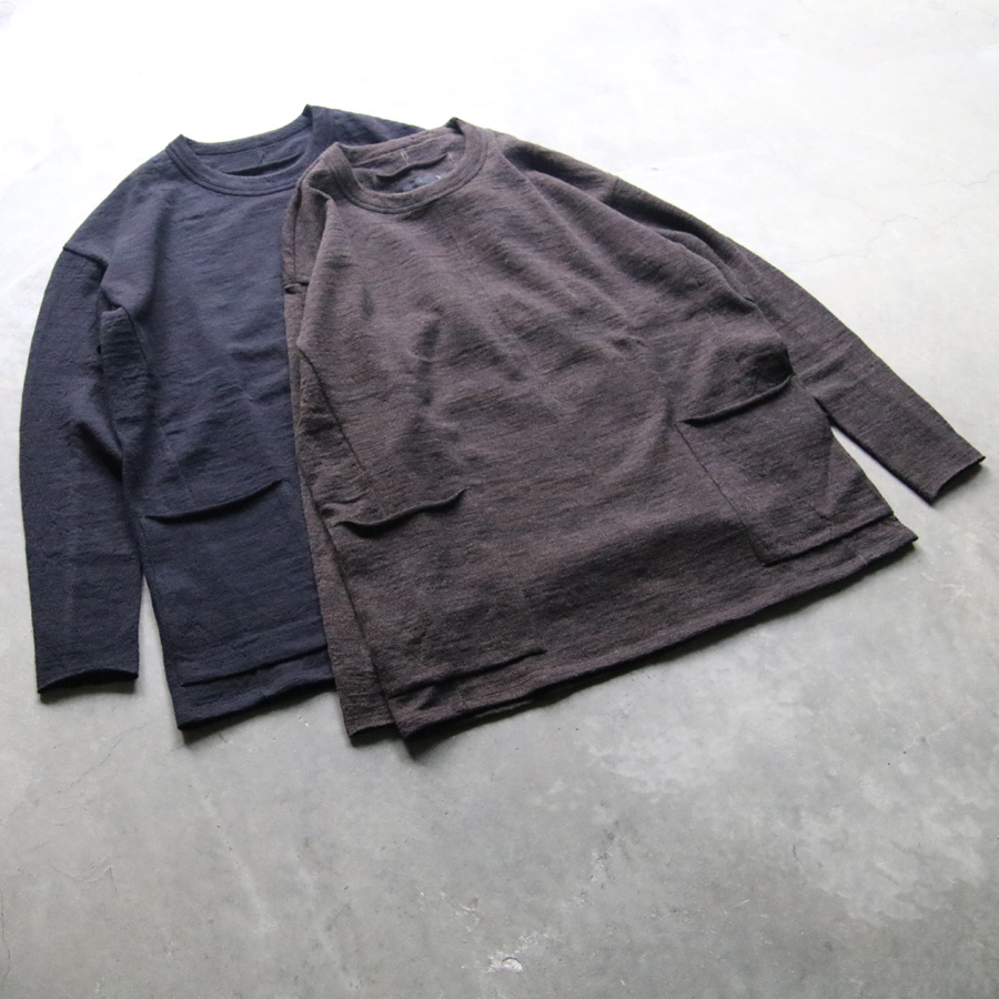 KLASICA (クラシカ) [DOZE] HOUND TOOTH JACQUARD JERSEY SIDE POCKET WIDE BODY PULL OVER / ルーズシルエット ポケット付き クルーネックセーター (BLACK)