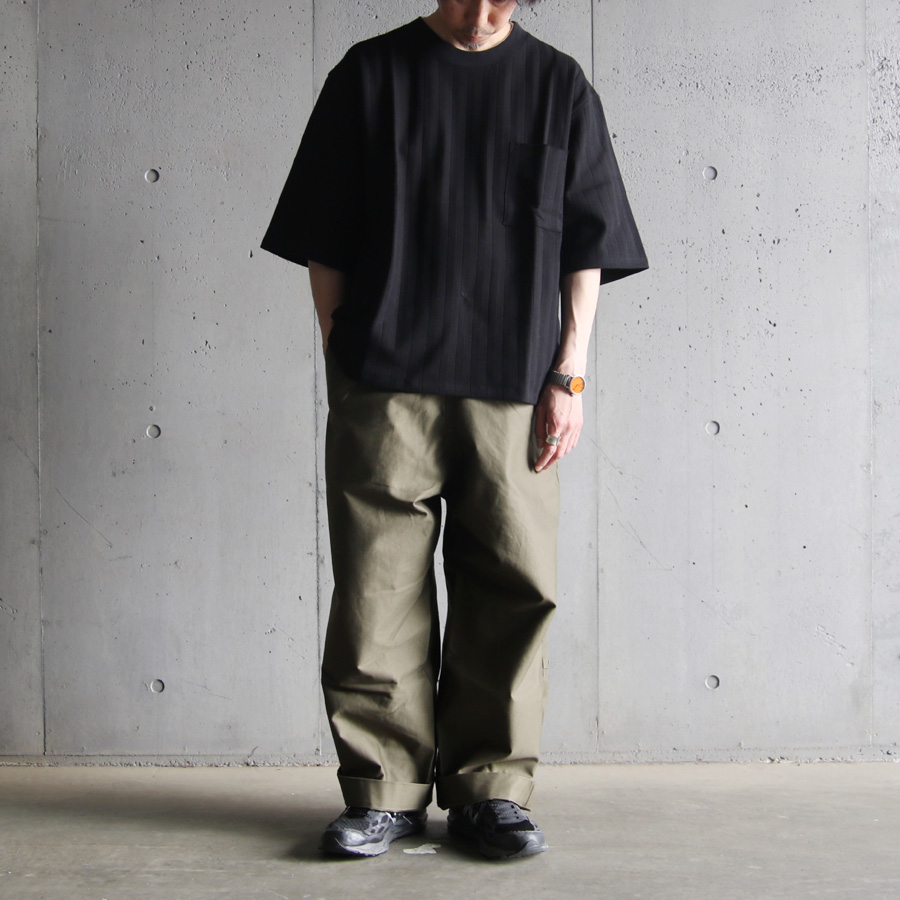 KLASICA (クラシカ) [PAPER] OLD HERRING BONE JERSEYS COTTON(WASHABLE) BOXY SHAPERD TEE / オールドヘリンボーン ジャージ コットン ボックスシルエット リラックス Tシャツ (BLACK)