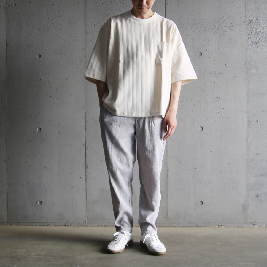 KLASICA (クラシカ) [PAPER] OLD HERRING BONE JERSEYS COTTON(WASHABLE) BOXY SHAPERD TEE / オールドヘリンボーン ジャージ コットン ボックスシルエット リラックス Tシャツ (ECRU)