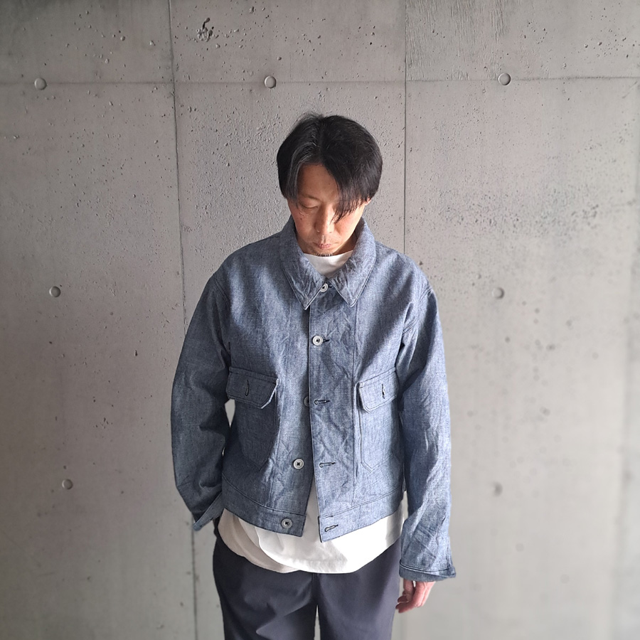 KLASICA (クラシカ) [VOLT (DS ver.)] DEAD STOCK HEAVY DUNGAREE FRENCH ELECTRICIAN WORK JACKET / デッドストックダンガリー  (OLD BLUE)