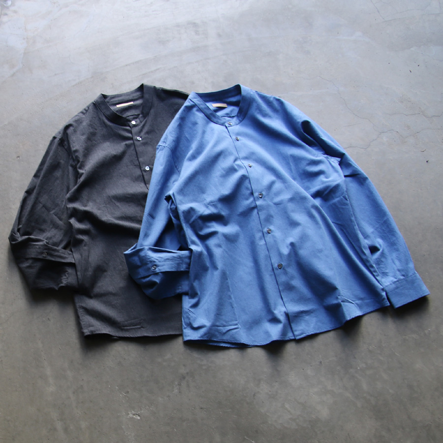 LAMOND (ラモンド) LM-S-085-SH [BAND COLLAR CHAMBRAY SHIRTS JACKET] バンドカラー シャンブレー シャツ ジャケット (CHARCOAL) 