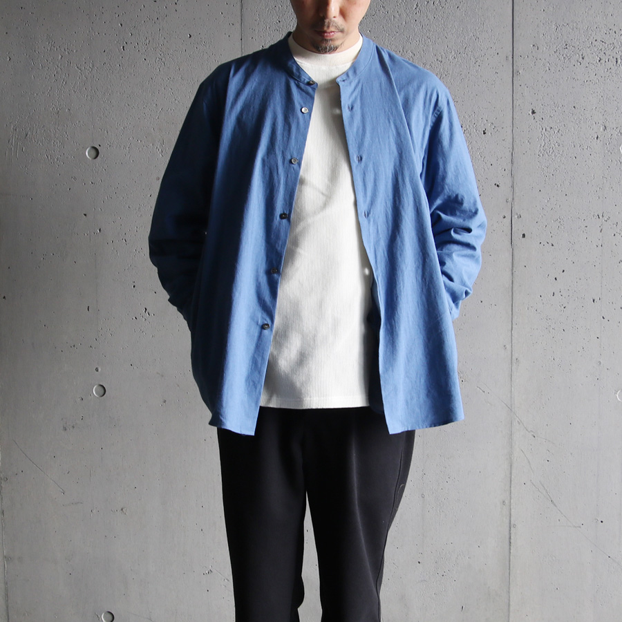 LAMOND (ラモンド) LM-S-085-SH [BAND COLLAR CHAMBRAY SHIRTS JACKET] バンドカラー シャンブレー シャツ ジャケット (BLUE) 