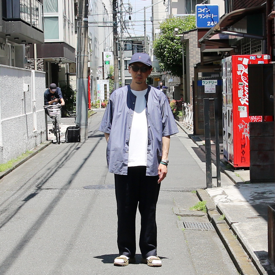 LAMOND (ラモンド) LM-S-087 [BAND COLLAR SHIRTS JACKET] バンドカラー シャツ S/Sジャケット (CHAMBRAY)