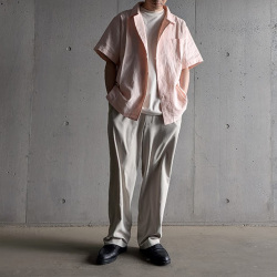 alvana (アルヴァナ) ALV-00175 [ LINEN OPEN COLLAR SHIRT ] リネンオープンカラーシャツ (PINK) (DARK KHAKI)(ECRU)
