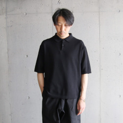 alvana (アルヴァナ) ACS-K001 [ LUSTER 16/ POLO S/S KNIT ] 鹿の子ニットポロシャツ (BLACK)