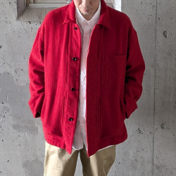 ANEI (アーネイ) AN0262_S1203_WFT [ BRITISH WOOL TWEED / F.E.W CHORE JKT TWEED ] ブリティッシュツイード チョアジャケット (RED) (BLACK)