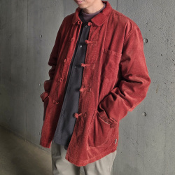  BLEU / BLEU DE CHINE CO. (ブルー)  [ SHANGHAI CODE ]  コーデュロイ チャイナジャケット (BLACK) (BRICK)