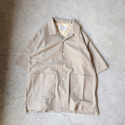 CURLY / CURLY& Co. (カーリー) 261-210421 [ BIRD'S EYE JERSEY OPEN-COLLAR SHIRT ] バーズアイオープンカラーシャツ (BEIGE) (BLACK)