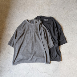 CURLY / CURLY& Co. (カーリー) 261-K11042 [ PRIME WOOL WAFFLE TEE ] ウール ワッフルTシャツ (M.GRAY)　(BLACK)