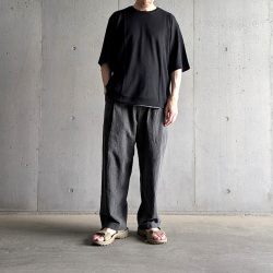 CURLY / CURLY& Co. (カーリー) 261-K11042 [ PRIME WOOL WAFFLE TEE ] ウール ワッフルTシャツ (M.GRAY)　(BLACK)