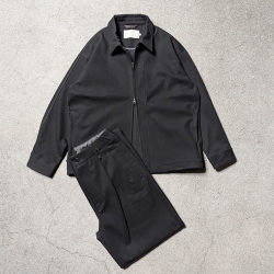 CURLY / CURLY& Co. (カーリー) 263-760827 [ KNIT CHINO-CLOTH PANTS (WIDE) ] ハイゲージダブルニットチノ イージーワイドパンツ (BLACK) 