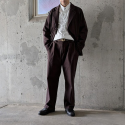 CURLY / CURLY& Co. (カーリー) 26A-7621 [ KNIT DENIM 2 TUCK EZ WIDE PANTS ] ニットデニム ストレッチインレイ 2タック イージーワイドパンツ (CHOCO) 