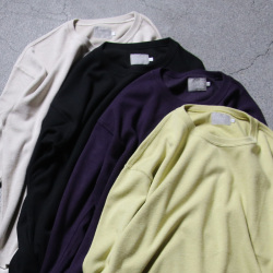 CURLY / CURLY& Co. (カーリー) 253-131014 [ PREMIEREWARM L/S TEE (crew-neck) ] プレミアウォームジャージー ロングスリーブ Tシャツ (クルーネック) (SAND) (DARK PURPLE) (BLACK) (CITRON)