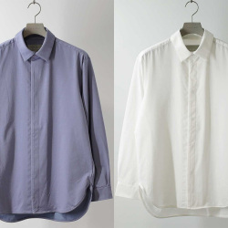 CURLY / CURLY& Co. (カーリー) 261-230222 [ REGULAR COLLAR SHIRT ] レギュラーカラーシャツ (WHITE) (BLUE)