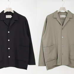 CURLY / CURLY& Co. (カーリー) 251-230411 [ SEERSUCKER SHIRT JACKET ] シアサッカージャージー シアサッカーシャツジャケット (KHAKI) (BLACK)