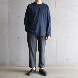 CURLY / CURLY& Co. (カーリー) 223-13081 [ SUPIMA 80/3 L/S TEE ] 80/3スーピマコンパクト天竺 ロングスリーブ Tシャツ (NAVY)