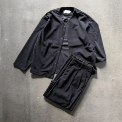 CURLY / CURLY& Co. (カーリー) 263-230922 [ TRICOT CORDUROY SNAP BUTTON CARDIE ] トリコットコーデュロイスナップボタンカーディー (BLACK) (CADET BLUE)