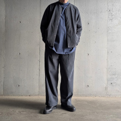 CURLY / CURLY& Co. (カーリー) 263-230922 [ TRICOT CORDUROY SNAP BUTTON CARDIE ] トリコットコーデュロイスナップボタンカーディー (BLACK) (CADET BLUE)