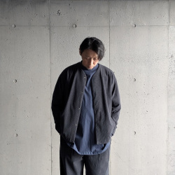 CURLY / CURLY& Co. (カーリー) 263-230922 [ TRICOT CORDUROY SNAP BUTTON CARDIE ] トリコットコーデュロイスナップボタンカーディー (BLACK) (CADET BLUE)