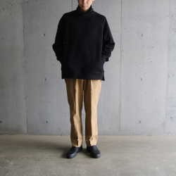 CURLY / CURLY& Co. (カーリー) 223-33102 [ WAFFLE KNIT TURTLENECK P/O ] ワッフルアクリルウールジャージー タートルネックプルオーバー (DARK NAVY)