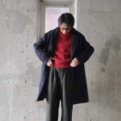 EEL PRODUCTS (イール プロダクツ) E-23163 [ BROWN DAY COAT / ブラウンデイコート ] カシミヤ混ウールメルトン チェスターコート (NAVY)