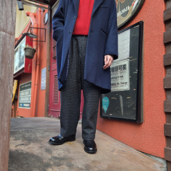 EEL / スラックスパンツ/L/ウール/NVY/E-22262 EEL PRODUCTS (イール プロダクツ) E-25263 [ BUMPY PANTS / バンピー