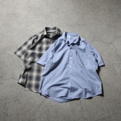 EEL - 【美品】EEL products トマトときゅうり　ノーカラーシャツ　ストライプ EEL products トマトときゅうり ノーカラーシャツ ストライプ