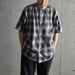 EEL PRODUCTS (イール/イールプロダクツ) E-25406B [コンカラシャツ 1/2] オーバーサイズド S/S シャツ (BLACK CHECK) 