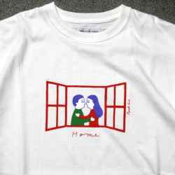 EEL PRODUCTS (イール プロダクツ) E-24526 [OFRANCE×Paul Cox] E-24526 [HOME×Paul Cox] E-24527 [LIFE×Paul Cox] クルーネックプリントTシャツ (WHITE)