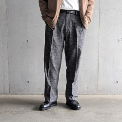 FANTASTICDAYS （ファンタスティックデイズ） [ 2P WIDE-M ] コットンシルクネップ 2プリーツ ワイド スラックス (BLACK)