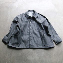 KLASICA (クラシカ) [CHEVAL] OKAYAMA 10OZ. BLACK DENIM EXTRA WIDE WORK JACKET / 岡山産10OZ. ブラックデニム オーバーサイズ ワークジャケット (BLACK)