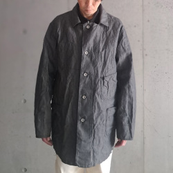 KLASICA (クラシカ) [ LONG WOOD 9.7 ] 9.7oz COTTON x LINEN GRAY CHAMBRAY REGULAR FIT LONG COVER ALL  / コットン&times;リネングレーシャンブレー レギュラーフィット ロング カバーオール (GRAY DENIM) 
