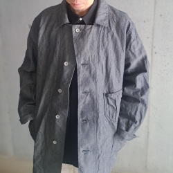 KLASICA (クラシカ) [ LONG WOOD 9.7 ] 9.7oz COTTON x LINEN GRAY CHAMBRAY REGULAR FIT LONG COVER ALL  / コットン&times;リネングレーシャンブレー レギュラーフィット ロング カバーオール (GRAY DENIM) 
