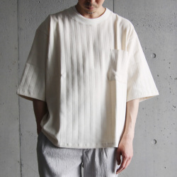 KLASICA (クラシカ) [PAPER] OLD HERRING BONE JERSEYS COTTON(WASHABLE) BOXY SHAPERD TEE / オールドヘリンボーン ジャージ コットン ボックスシルエット リラックス Tシャツ (ECRU)