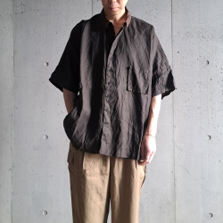 KLASICA クラシカ　ラグラン半袖シャツ　ベージュ　サイズ2 KLASICA (クラシカ) [SH-039 CS] SHORT COLLAR OVER SIZED