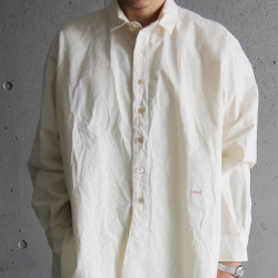 KLASICA (クラシカ) [SH-039 CS] SHORT COLLAR OVER SIZED SHIRTS (SILK NEP CLOTH)/ シルクネップクロス ショートカラー オーバーサイズ ロングシャツ (ECRU)