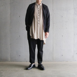 KLASICA (クラシカ) [SH-039] SMALL BATCH SOFT DYE SILK/RAYON OVER SIZED CLASSIC WIDE SHIRTS / シルク/レーヨン オーバーサイズ ロングシャツ (SAND)