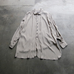 KLASICA (クラシカ) [SH-039] SMALL BATCH SOFT DYE SILK/RAYON OVER SIZED CLASSIC WIDE SHIRTS / シルク/レーヨン オーバーサイズ ロングシャツ (SAND)