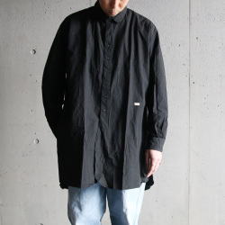 KLASICA (クラシカ) [23C - SH-039 - TW] HAND DYE TYPE WRITER /COTTON /LINEN OVER SIZED SHIRTS / コットン/リネン/タイプライター オーバーサイズ ロングシャツ (BLACK)